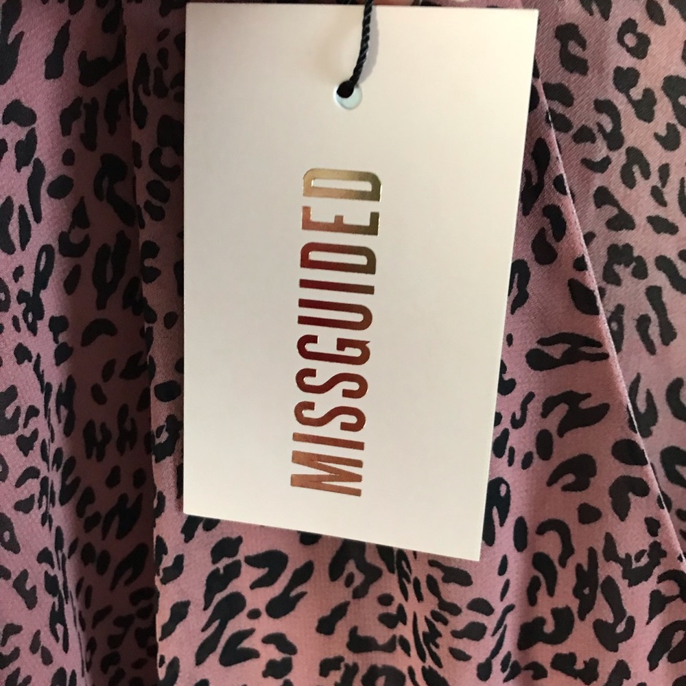 NWT Pink Leopard Print Misguided Wrap Dress - Picture 5 of 9